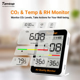 Temtop C1+ CO2 Monitor Indoor Air Quality Monitor for CO2, Temperature and Humidity with App and Data History