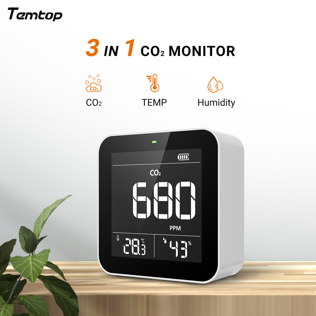 Temtop C10 CO2 Air Quality Monitor, Indoor Carbon Dioxide Detector, Te